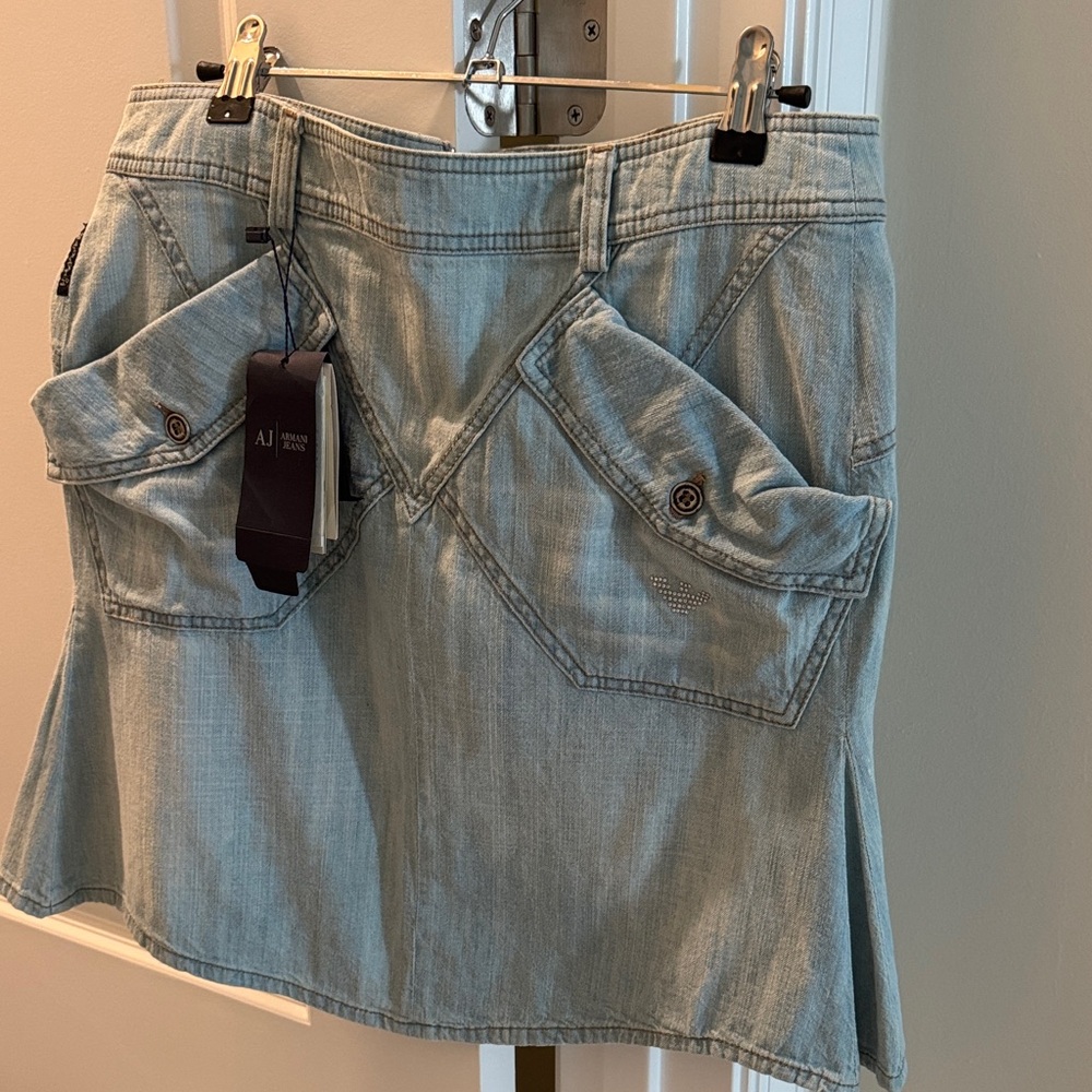 Fabulous Armani Jeans Light Blue Denim Mini Skirt